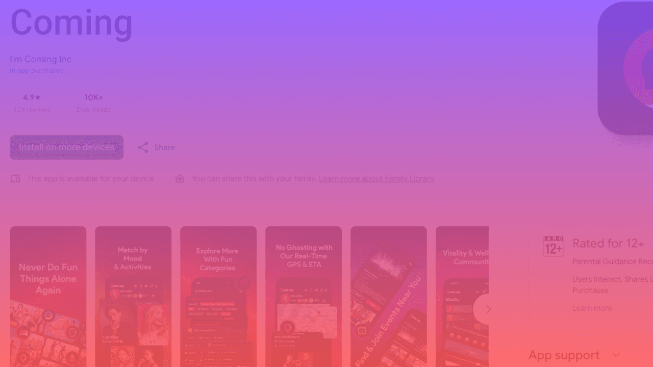 Coming App secondary banner image