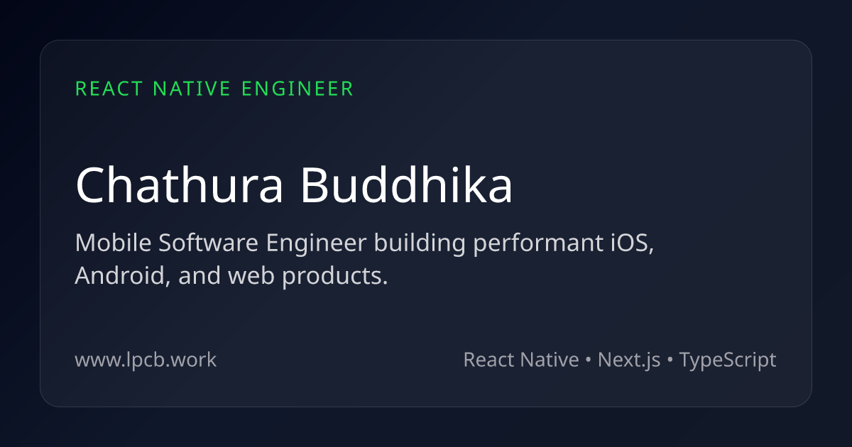 Freelance Software Engineer | React Native Consultant